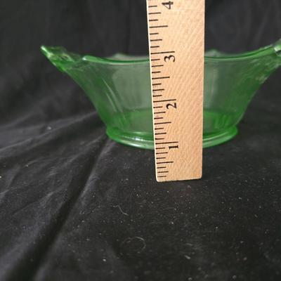 MCM Glassware - Fostoria Uranium glass Fairfax bowl with a Ashtray Gold Glass: Jeanette Marigold Flash, Mid-Century Decor
