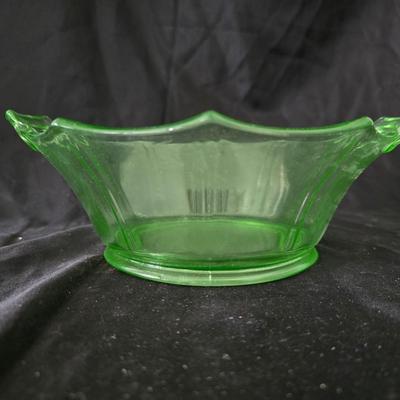 MCM Glassware - Fostoria Uranium glass Fairfax bowl with a Ashtray Gold Glass: Jeanette Marigold Flash, Mid-Century Decor