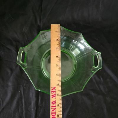 MCM Glassware - Fostoria Uranium glass Fairfax bowl with a Ashtray Gold Glass: Jeanette Marigold Flash, Mid-Century Decor