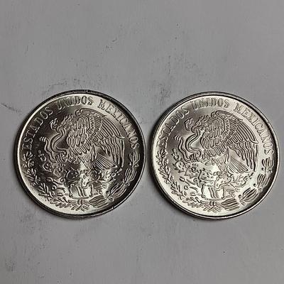 TWO 1979 CIEN PESOS .720 SILVER COINS
