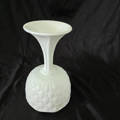 Milk glass Indiana Glass Duette Quilted Diamond compote- Avon covered candy dish with an embossed floral pattern.