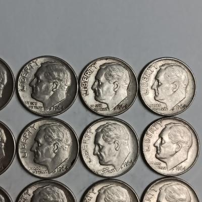20 ROOSEVELT 1964 SILVER DIMES