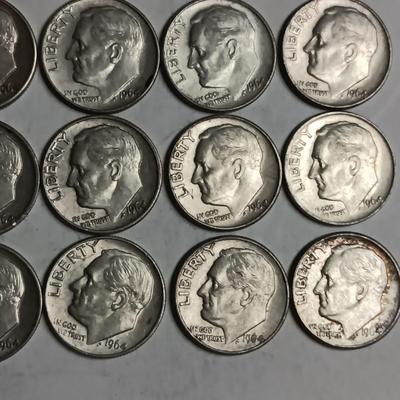 20 ROOSEVELT 1964 SILVER DIMES
