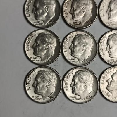 20 ROOSEVELT 1964 SILVER DIMES