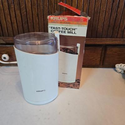 Small kitchen appliances - Krups fast touch Coffee grinder - Black & Decker miniature food chopper and a cuisinart drink mixer