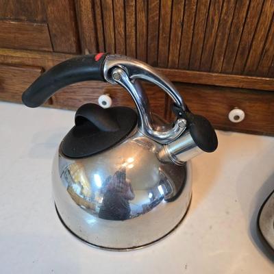 Tea & Toast - Oster two slice chrome toaster - and a chrome stainless tea/water kettle