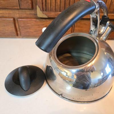 Tea & Toast - Oster two slice chrome toaster - and a chrome stainless tea/water kettle