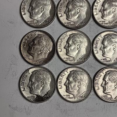 20 ROOSEVELT 1964 SILVER DIMES