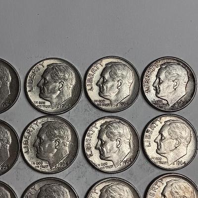 20 ROOSEVELT 1964 SILVER DIMES