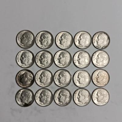 20 ROOSEVELT 1964 SILVER DIMES