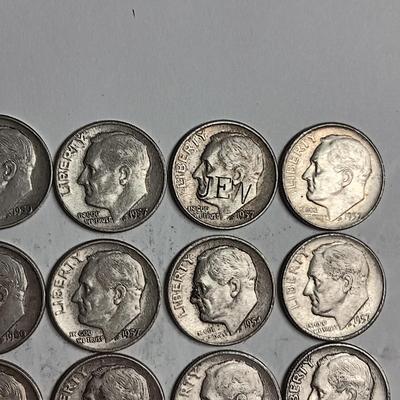 20 ROOSEVELT SILVER DIMES MIXED DATES