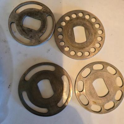 Kitchen gadgets = stainless steel spaetzle maker -Climax manual food and meat chopper and a vintage metal, box-style cheese grater