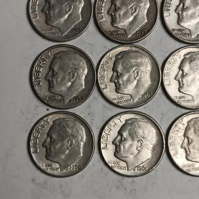 20 ROOSEVELT SILVER DIMES MIXED DATES