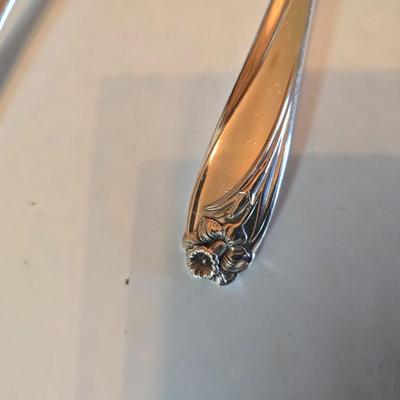 1847 Rogers Bros. "Daffodil" pattern silver-plate flatware set in a wooden chest.