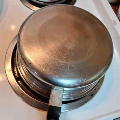 Three - piece Saladmaster surgical stainless steel waterless cookware