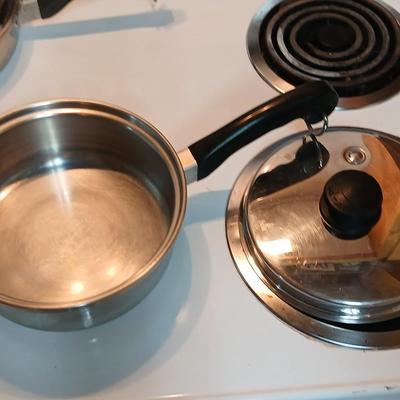 Three - piece Saladmaster surgical stainless steel waterless cookware