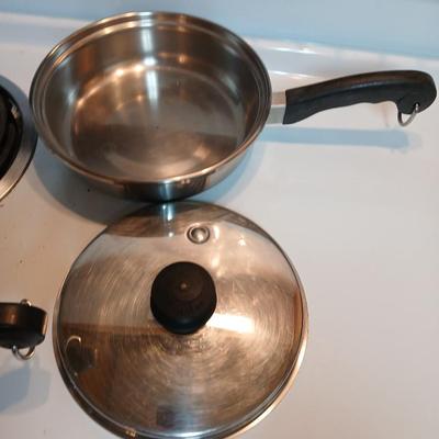 Three - piece Saladmaster surgical stainless steel waterless cookware