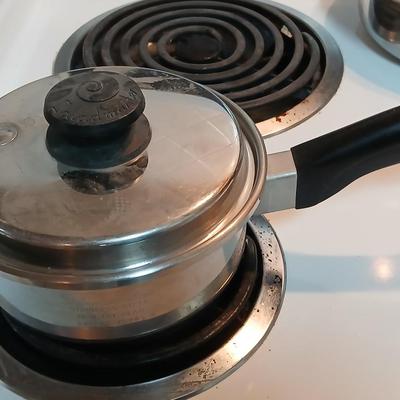 Three - piece Saladmaster surgical stainless steel waterless cookware