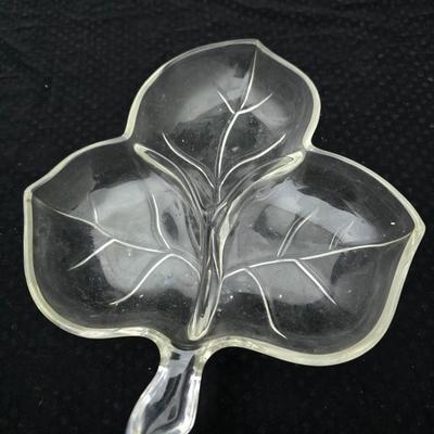 Assorted glassware - Anchor Hocking Moments serving platter - Fostoria American Clear Glass 3-Footed Bon Bon Dish and more