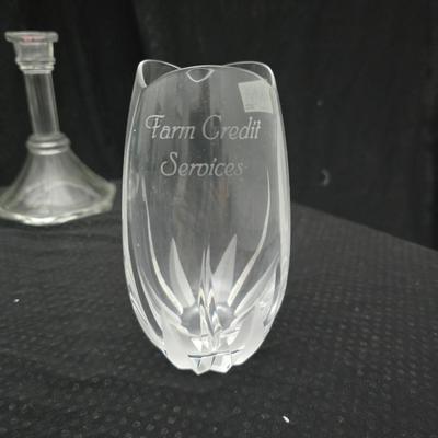 Assorted glassware - Anchor Hocking Moments serving platter - Fostoria American Clear Glass 3-Footed Bon Bon Dish and more