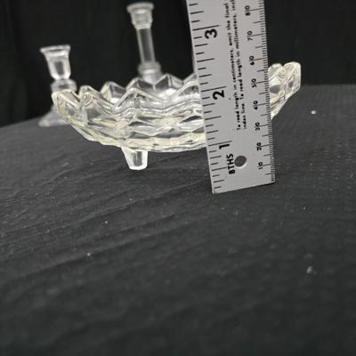 Assorted glassware - Anchor Hocking Moments serving platter - Fostoria American Clear Glass 3-Footed Bon Bon Dish and more