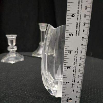 Assorted glassware - Anchor Hocking Moments serving platter - Fostoria American Clear Glass 3-Footed Bon Bon Dish and more