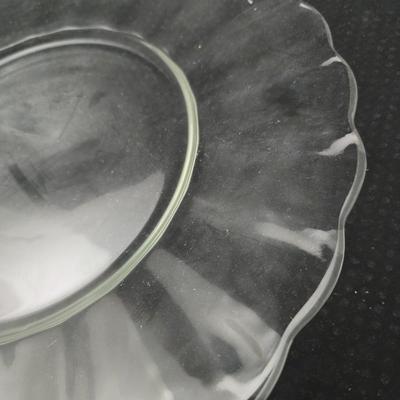 Assorted glassware - Anchor Hocking Moments serving platter - Fostoria American Clear Glass 3-Footed Bon Bon Dish and more