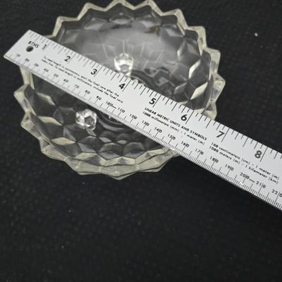 Assorted glassware - Anchor Hocking Moments serving platter - Fostoria American Clear Glass 3-Footed Bon Bon Dish and more