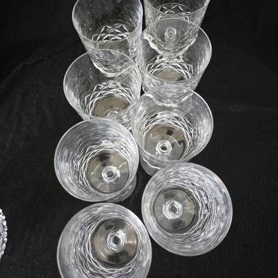 Vintage Cristal d'Arques J.G. Durand Longchamp lead crystal pitcher with 8 wine glasses