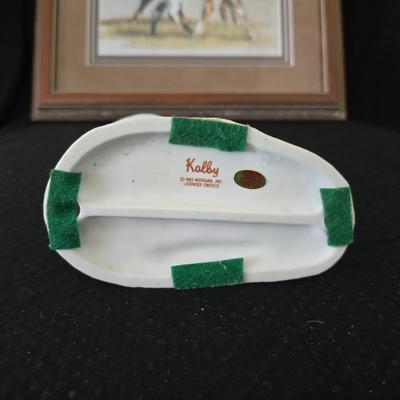 2001 Suanne Wamsley framed & signed calf artwork and 1982 Enesco "Kolby" porcelain figure