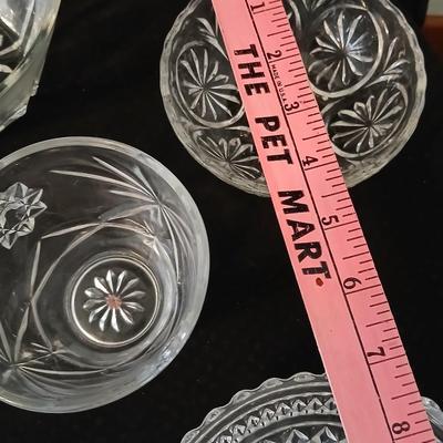 Glassware - Vintage platter, assortment of small bowls and a vase