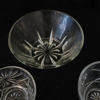Glassware - Vintage platter, assortment of small bowls and a vase