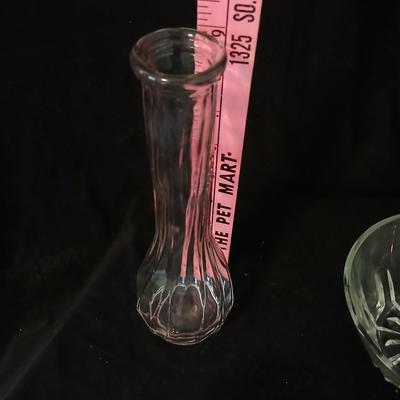 Glassware - Vintage platter, assortment of small bowls and a vase