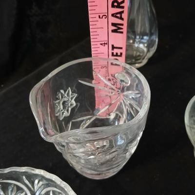 Glassware - Vintage platter, assortment of small bowls and a vase