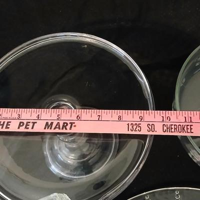 Vintage glassware - clear glass pedestal cake stand, crystal etched pedestal fruit centerpiece bowl, Federal Glass Columbia pattern clear...