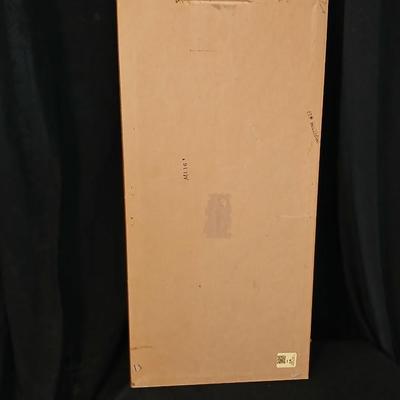 Vintage brown & Gold framed MCM Mirror with wood like angel & wooden angel