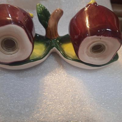 Sale Photo Thumbnail #15: apple salt and pepper shakers with tray- ceramic
