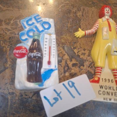 Sale Photo Thumbnail #95: Ronald was a promotional item from the worldwide McDonald's convention , Petunia pig is a plc. figurine, tiny horse is littles pet shot and the coca cola thermometer is a fridge magnet