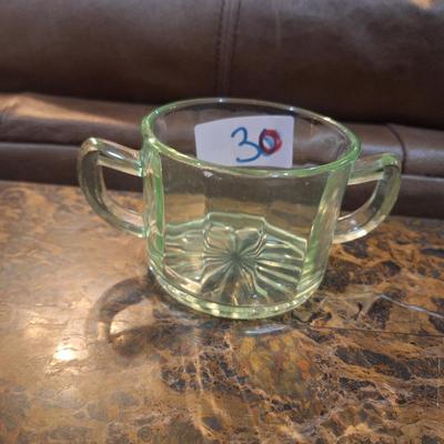 Sale Photo Thumbnail #142: Vintage uranium glass sugar bowl