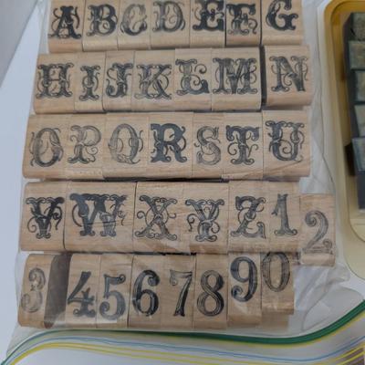 Vintage Rubber Stamp Lot Alphabet Numbers Decorative Letters Crafting Scrapbooking