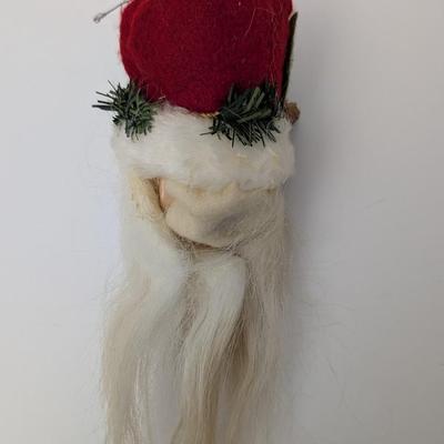 Vintage Santa Claus Face Ornament With Long Beard Holiday Decoration