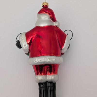 Vintage Glass Santa Claus Ornament With Glittered Presents