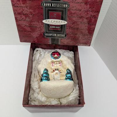 Hallmark Keepsake Crown Reflections Blown Glass Ornament Sugarplum Cottage
