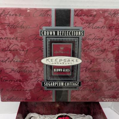 Hallmark Keepsake Crown Reflections Blown Glass Ornament Sugarplum Cottage