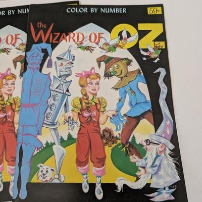 Lot Of 5 Vintage 1950s Color By Number Story Books Wizard Of Oz Jack And The Beanstalk MacDonalds Farm