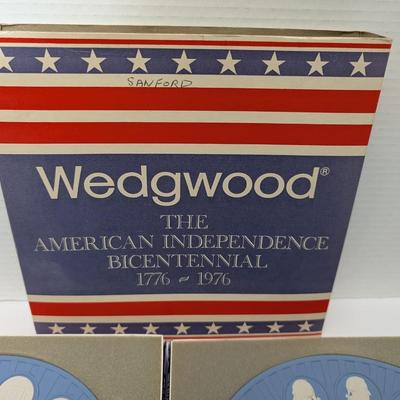 Wedgwood 1776-1976 Bicentennial American Independence Jasperware Plate Set W Box Papers
