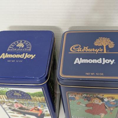 Lot of 2 Vintage Candy Tins Peter Paul Almond Joy & Cadbury’s Milk Chocolate Hershey 1990