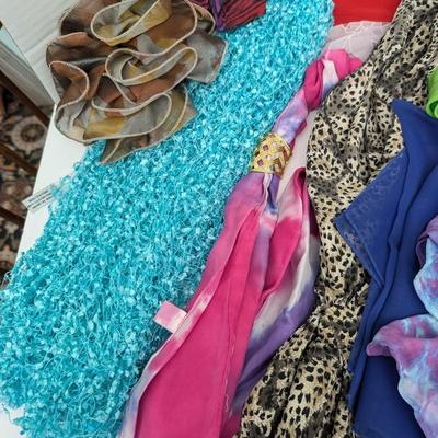 Lot Of Womens Summer Scarves Colorful Lightweight Silk And Sheer Fabrics