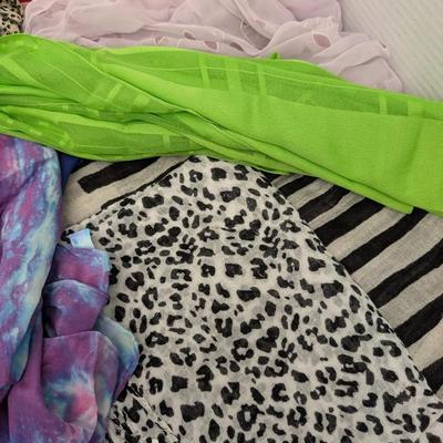 Lot Of Womens Summer Scarves Colorful Lightweight Silk And Sheer Fabrics