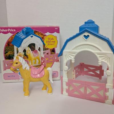Vintage 1990s Fisher Price Dream Dollhouse Pony Stable Set 4630 with Pony and Barn Only